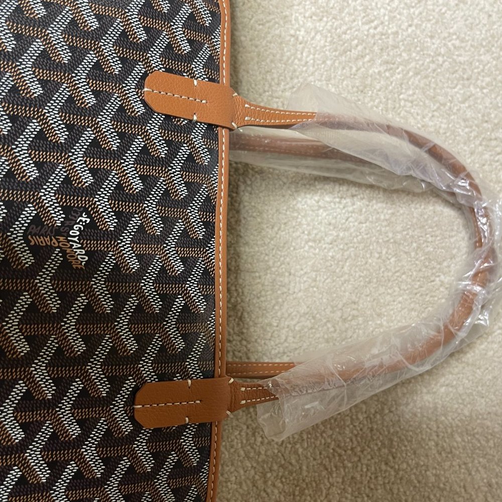 Goyard Artois PM Small Black/Tan Leather Canvas Zipped & Structured Tote - Picture 13 of 13